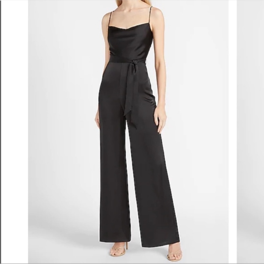 NWT Express Silk Black Jumpsuit - Picture 2 of 6
